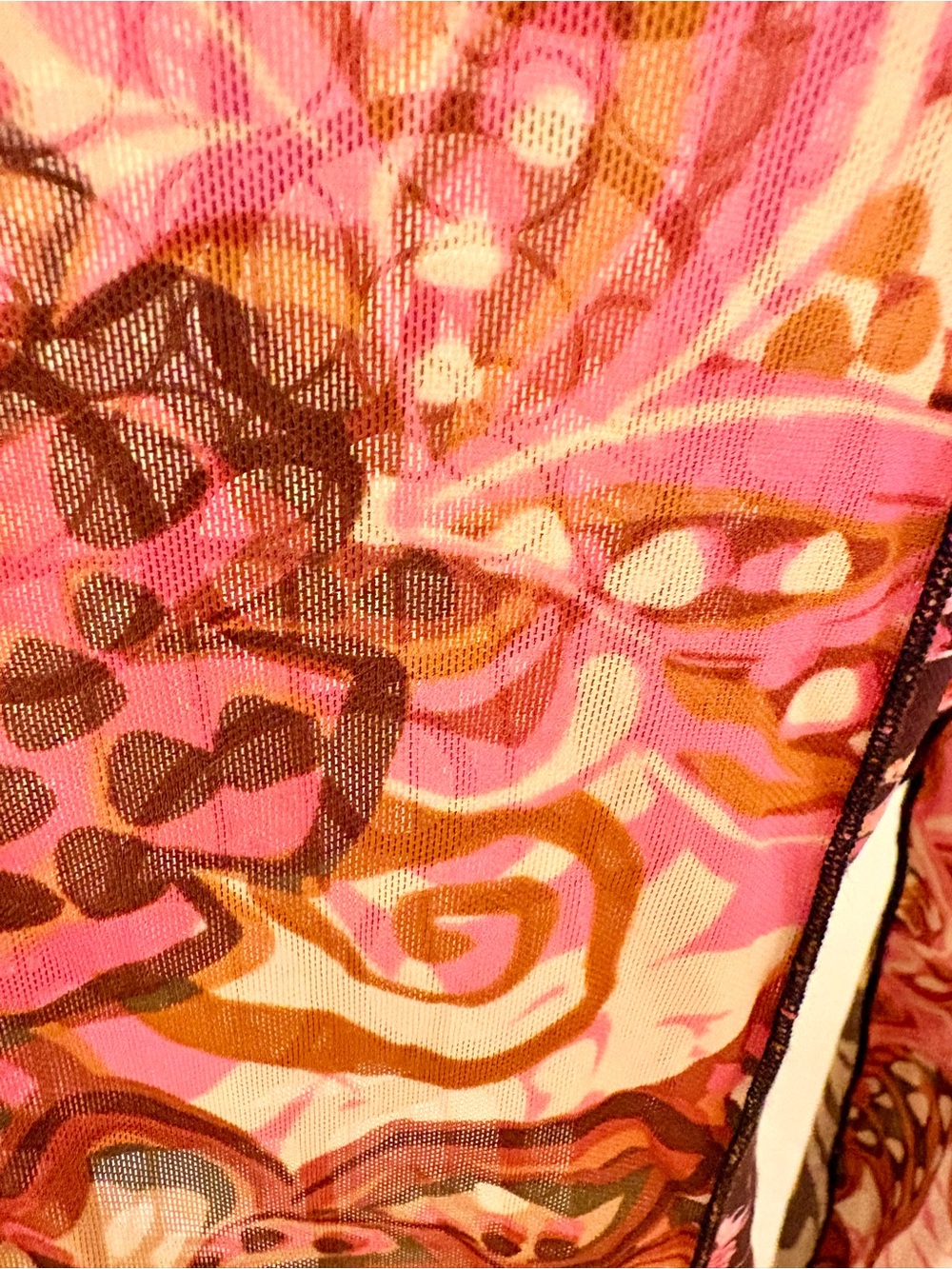 Johnny Was Pink Brown Floral Sheer Long-Sleeve Top - Picture 5 of 6